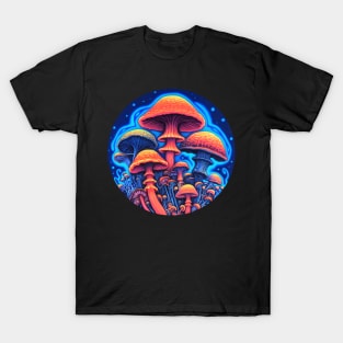 Glowing Mycelium: Neon Mushroom Magic T-Shirt